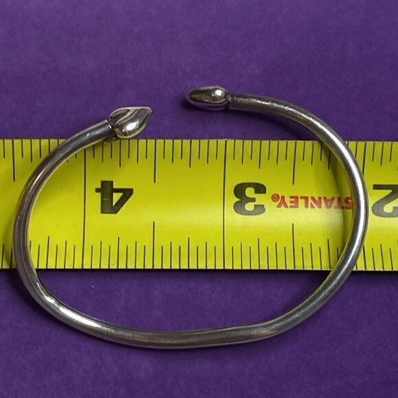 💛 Vintage 925 Heart Bypass Bangle Bracelet - Picture 6 of 6